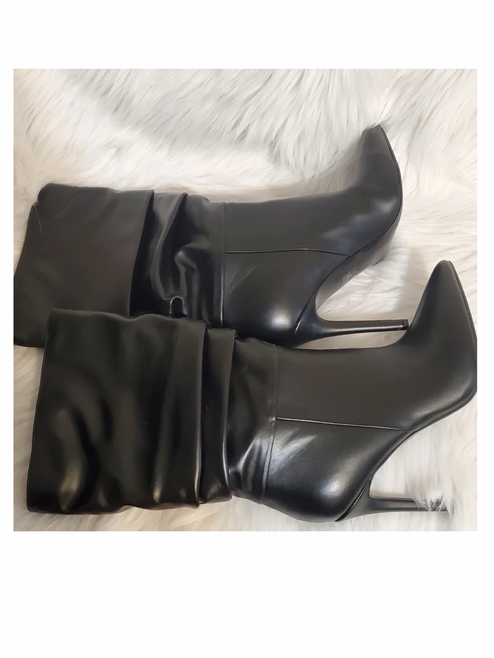 Nine West Black High Heel Slouch Ankle Boots - Size 7.5
